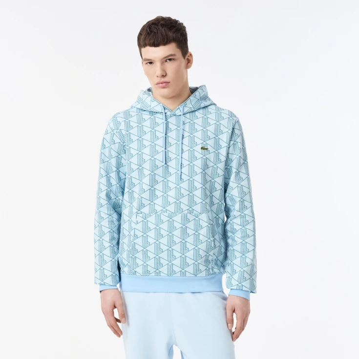 Мужская флисовая толстовка - худи Lacoste Monorgam