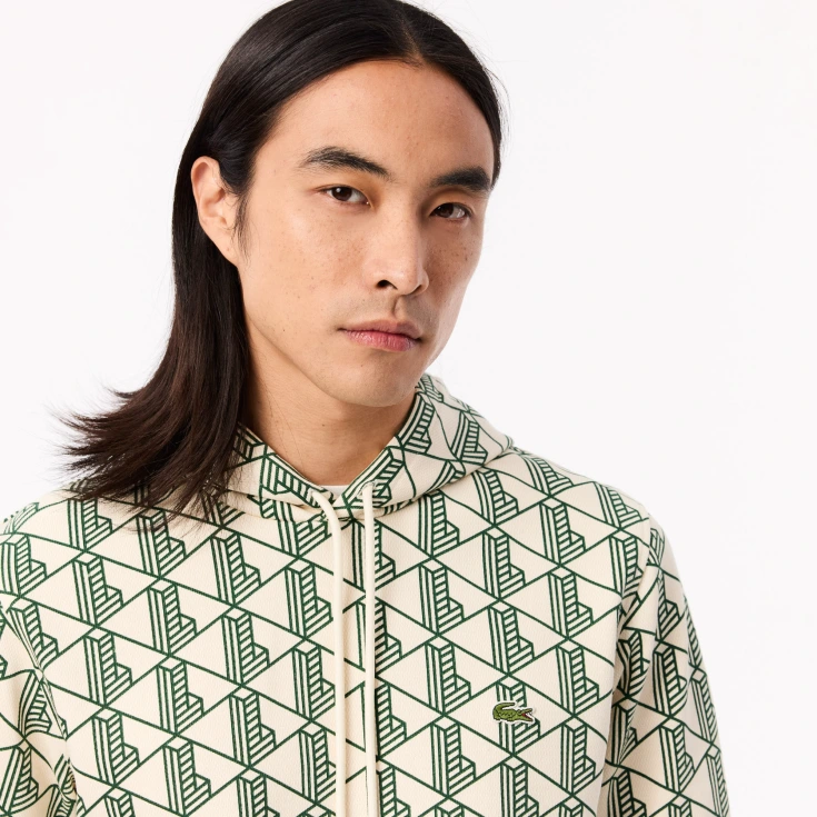 Мужская флисовая толстовка - худи Lacoste Monorgam