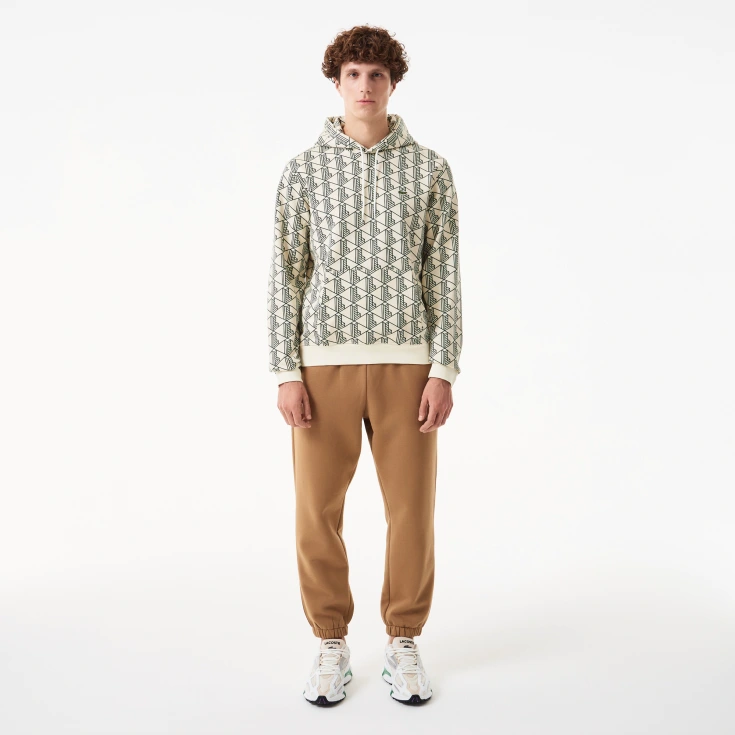 Мужская флисовая толстовка - худи Lacoste Monorgam