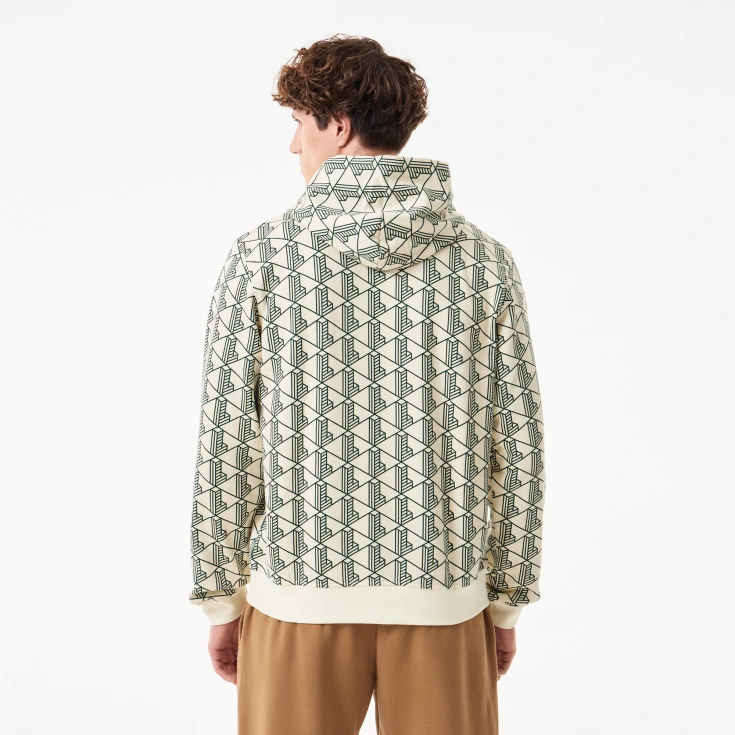 Мужская флисовая толстовка - худи Lacoste Monorgam