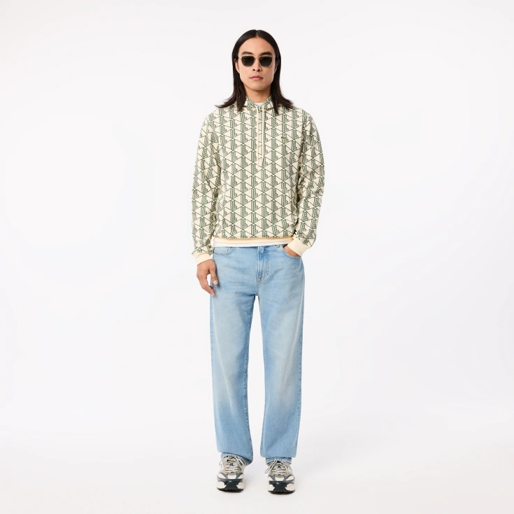 Мужская флисовая толстовка - худи Lacoste Monorgam