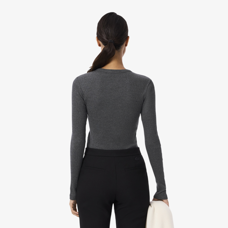 Женская Футболка Lacoste Slim Fit с длинными рукавами