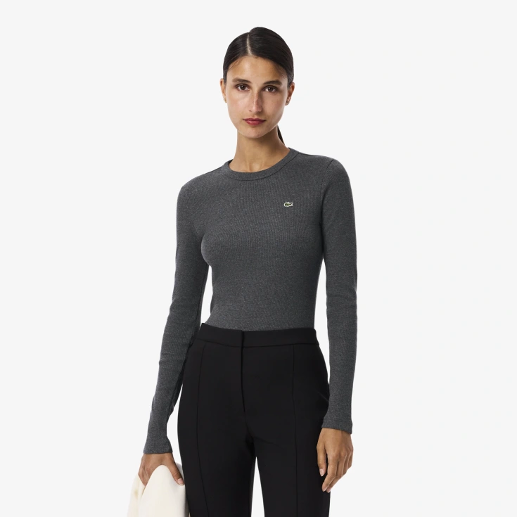 Женская Футболка Lacoste Slim Fit с длинными рукавами