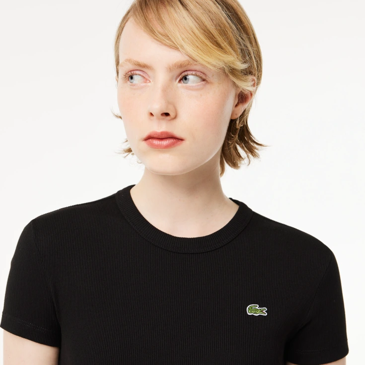 Женская футболка Lacoste Slim Fit из хлопка в рубчик