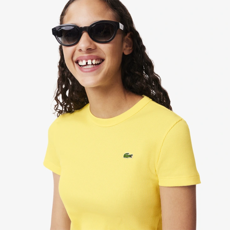 Женская футболка Lacoste Slim Fit из хлопка в рубчик