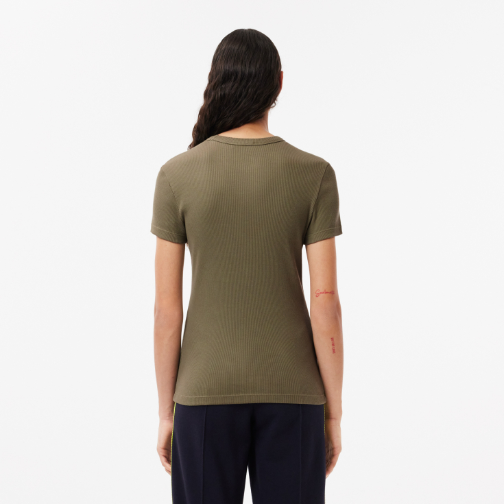 Женская футболка Lacoste Slim Fit из хлопка в рубчик