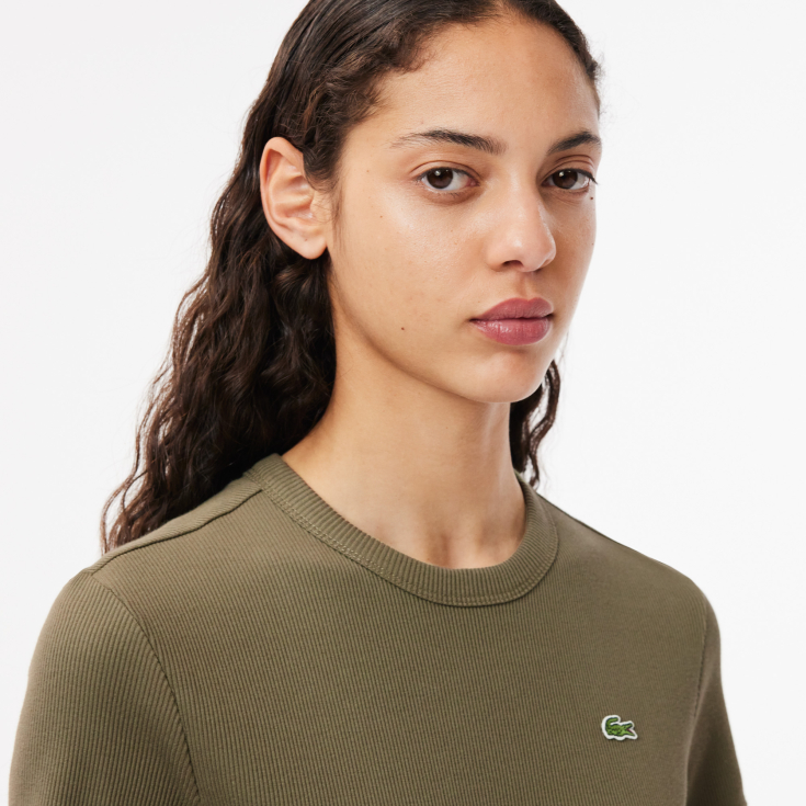 Женская футболка Lacoste Slim Fit из хлопка в рубчик