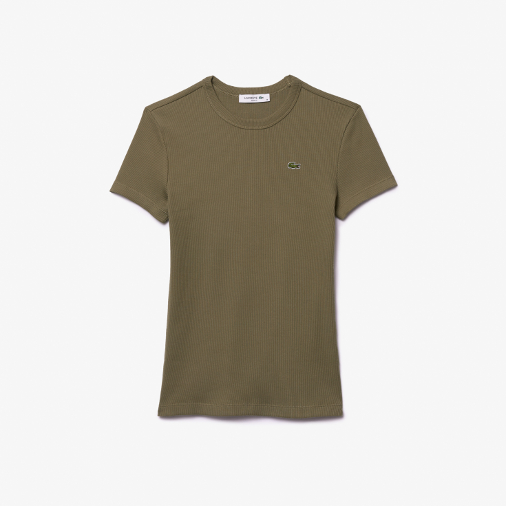 Женская футболка Lacoste Slim Fit из хлопка в рубчик