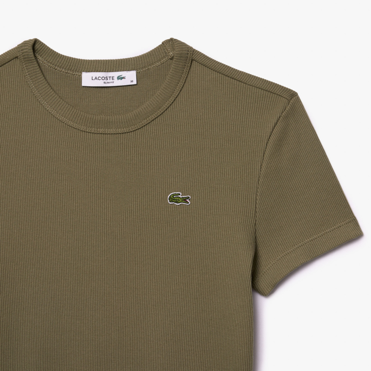 Женская футболка Lacoste Slim Fit из хлопка в рубчик