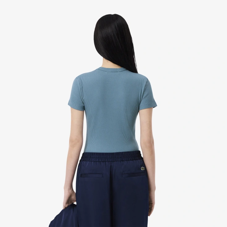 Женская Футболка Lacoste Slim Fit из хлопка в рубчик