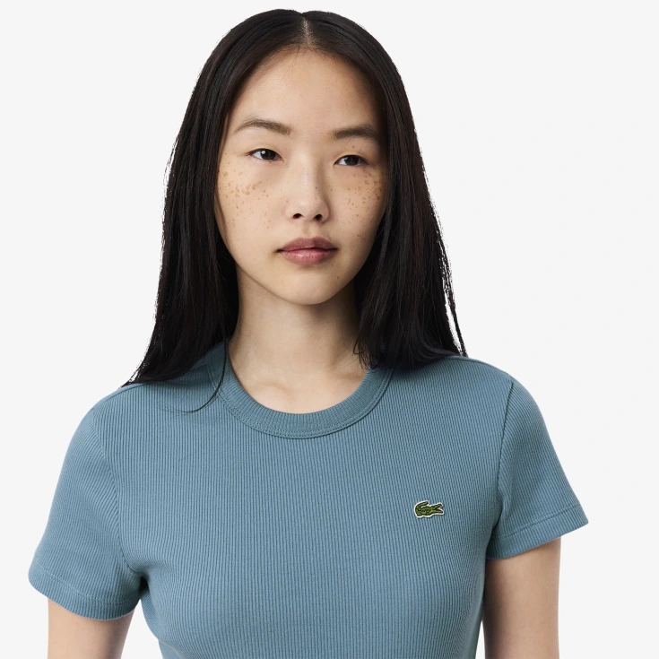 Женская Футболка Lacoste Slim Fit из хлопка в рубчик