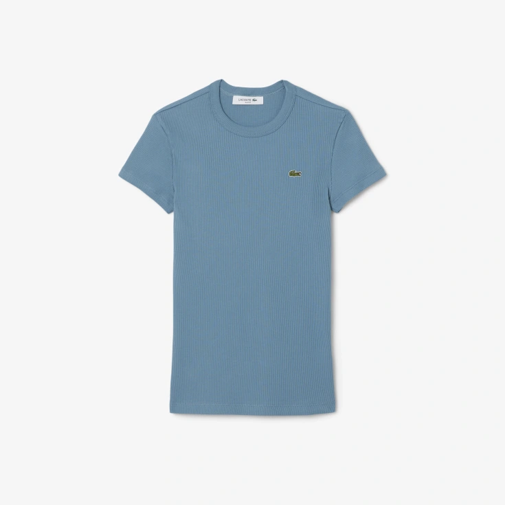 Женская Футболка Lacoste Slim Fit из хлопка в рубчик