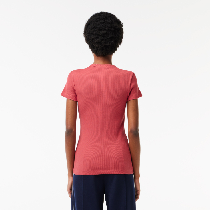 Женская футболка Lacoste Slim Fit из хлопка в рубчик