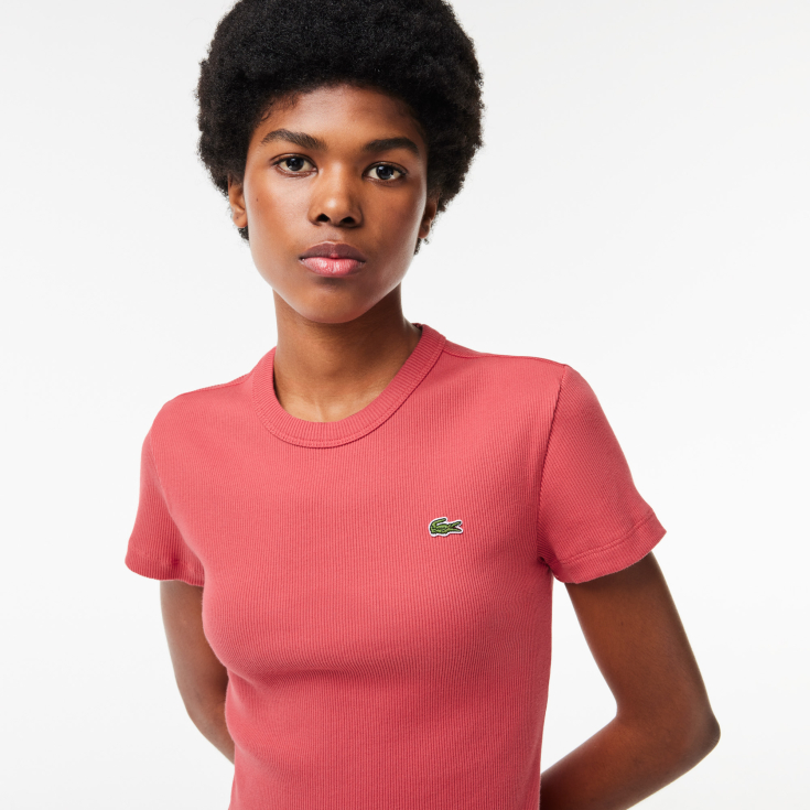 Женская футболка Lacoste Slim Fit из хлопка в рубчик