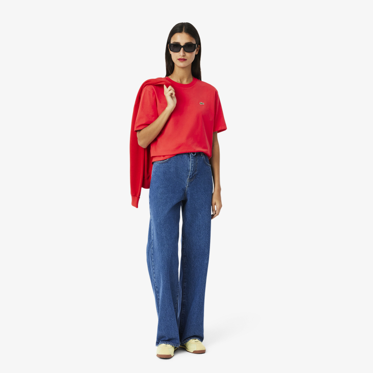 Женская футболка Lacoste Loose Fit из мягкого хлопка
