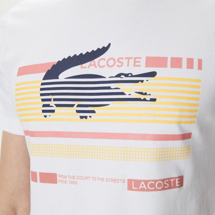 Мужская приталенная Футболка Lacoste с круглым вырезом