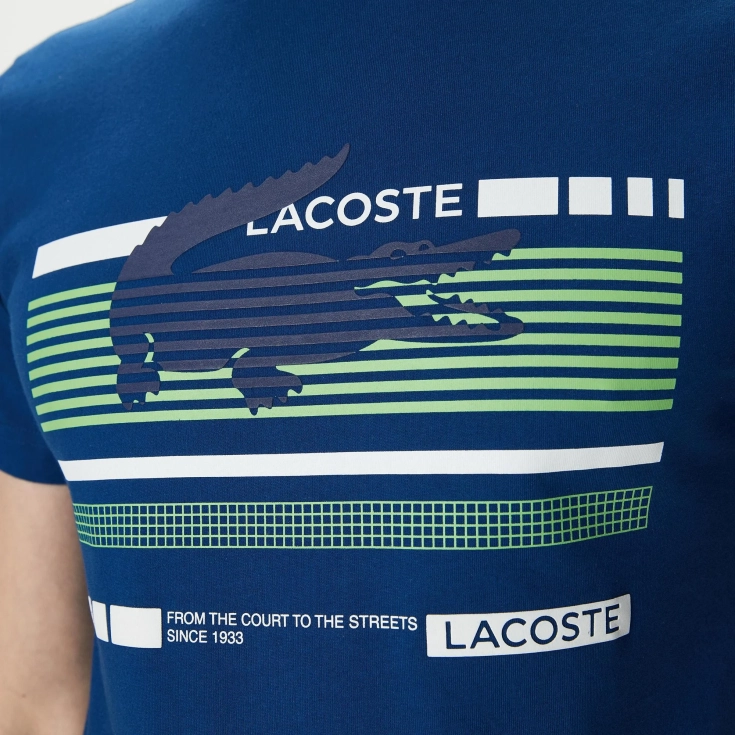 Мужская приталенная Футболка Lacoste с круглым вырезом