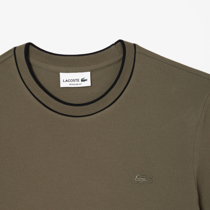 Мужская Футболка Lacoste с воротником в полоску из эластичного хлопка