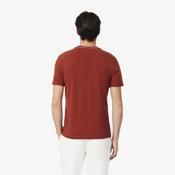 Мужская Футболка Lacoste с воротником в полоску из эластичного хлопка