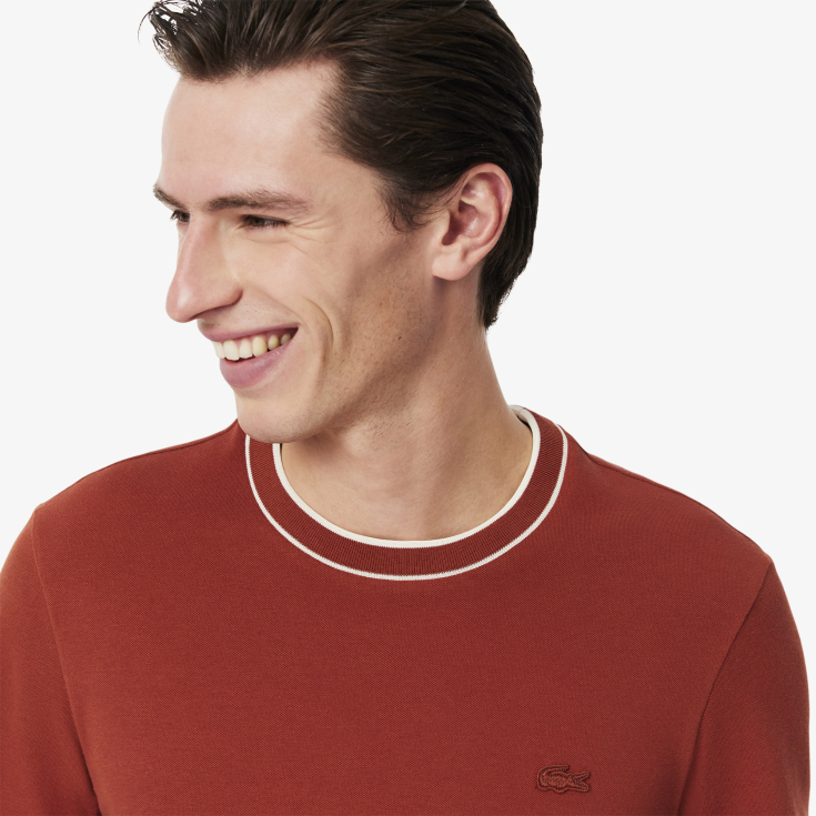 Мужская Футболка Lacoste с воротником в полоску из эластичного хлопка