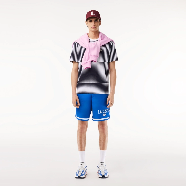 Мужская полосатая Футболка  Lacoste из плотного хлопка