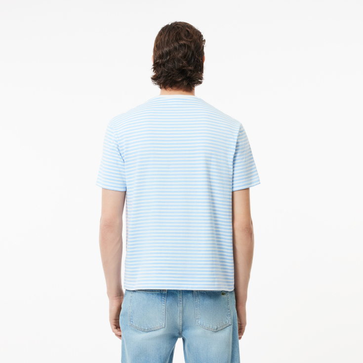 Мужская полосатая Футболка  Lacoste из плотного хлопка