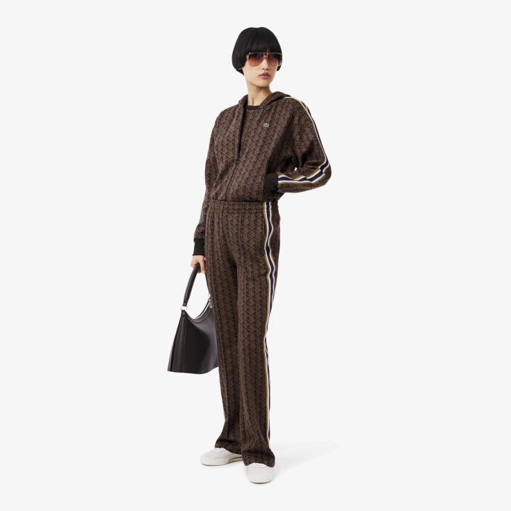 Женские расклешенные спортивные брюки Lacoste с монограммой