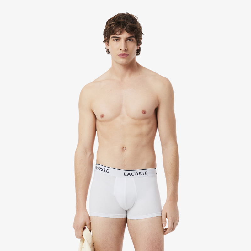 

Мужские хлопковые трикотажные трусы-боксеры Lacoste (3шт.), Белый