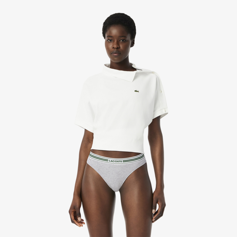 

Женские трусики-стринги Lacoste из эластичного хлопка с логотипом на талии, Серый