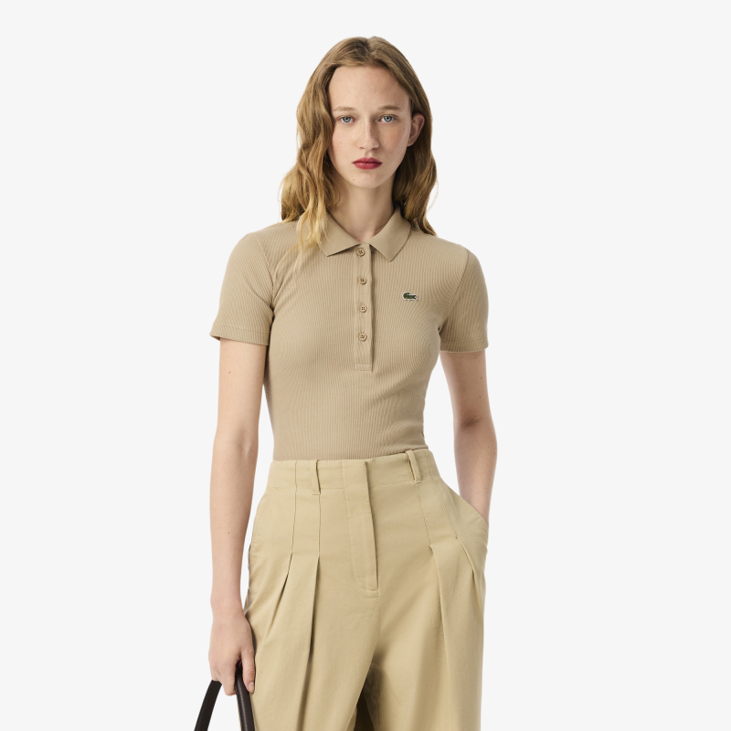 

Женское поло Lacoste Slim Fit из органического хлопка, Бежевый