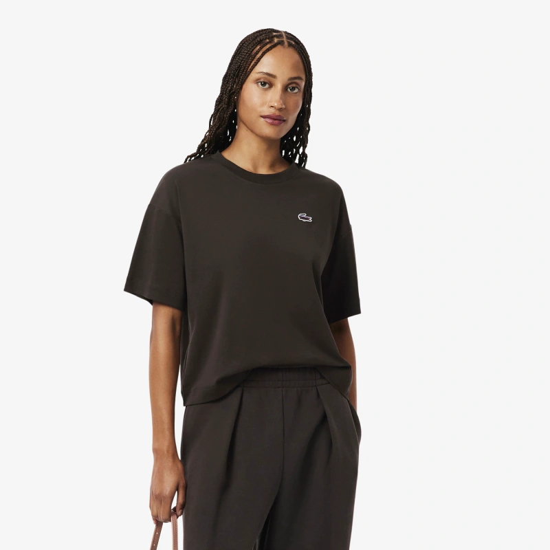 

Женская хлопковая Футболка Lacoste, Коричневый