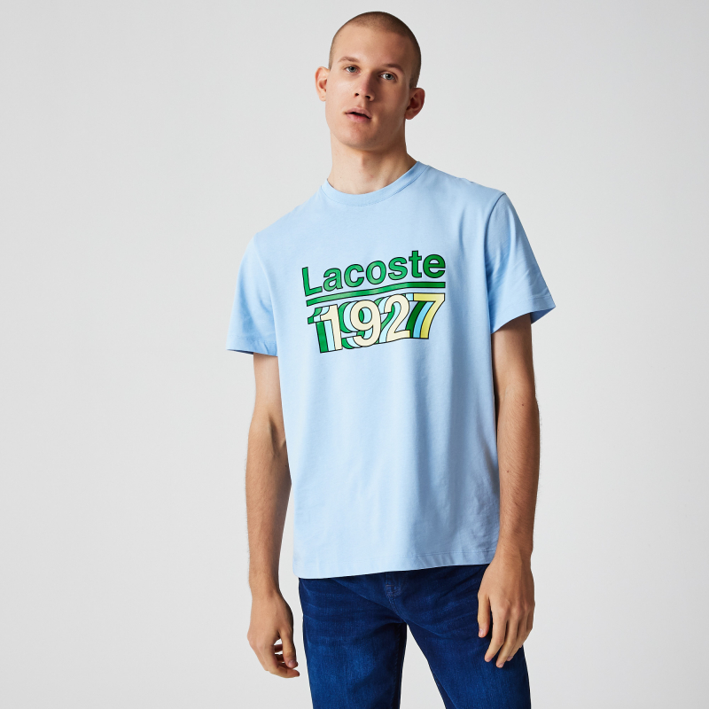 

Мужская футболка Lacoste из хлопка с круглым вырезом и винтажным принтом, Многоцветный