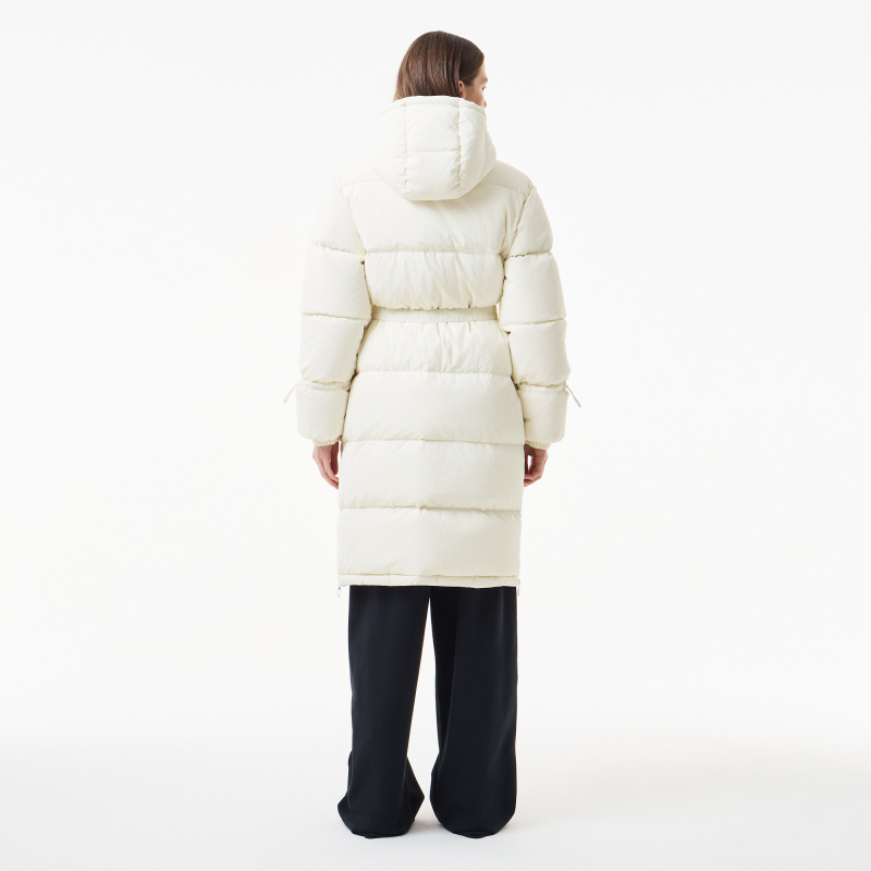 Женский длинный пуховик Lacoste с поясом
