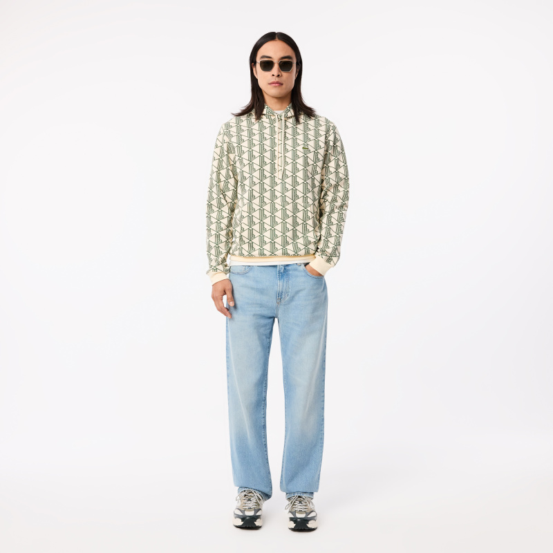 Мужская флисовая толстовка - худи Lacoste Monorgam