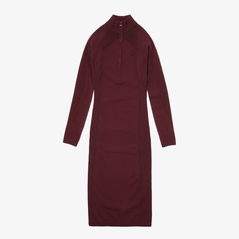 Женское облегающее длинное платье Lacoste на молнии с длинным рукавом
