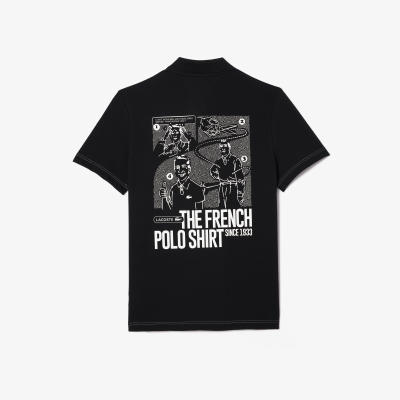 Мужское поло Lacoste с контрастным принтом