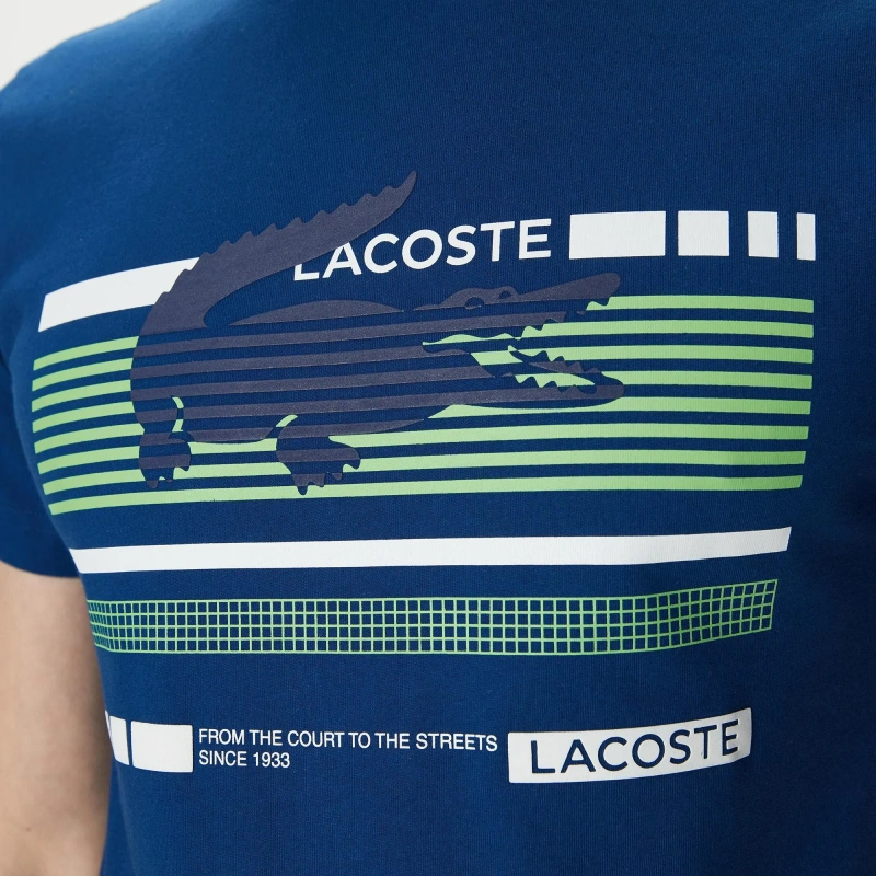 Мужская приталенная Футболка Lacoste с круглым вырезом