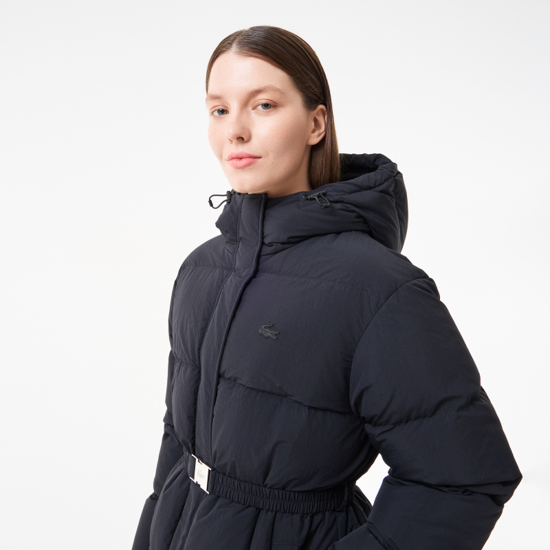 Женский длинный пуховик Lacoste с поясом