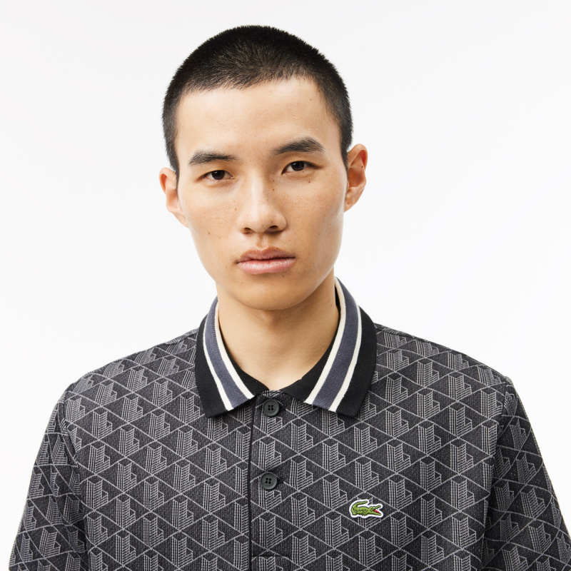 Мужское поло Lacoste классического кроя с монограммой