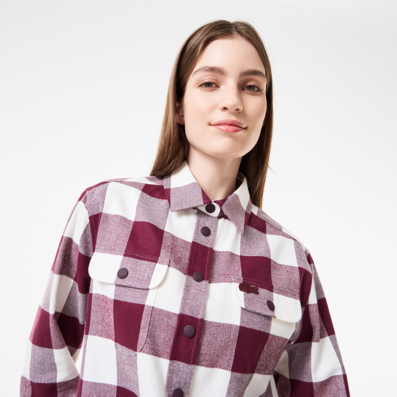 Женская хлопковая рубашка Lacoste в клетку