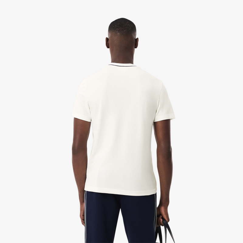 Мужская футболка Lacoste с воротником в полоску из эластичного хлопка