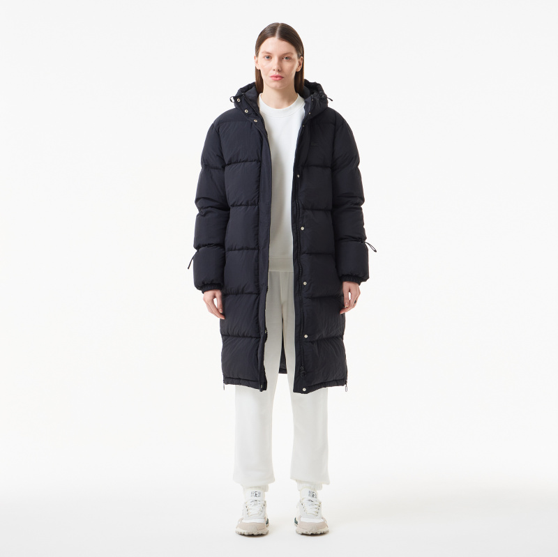 Женский длинный пуховик Lacoste с поясом