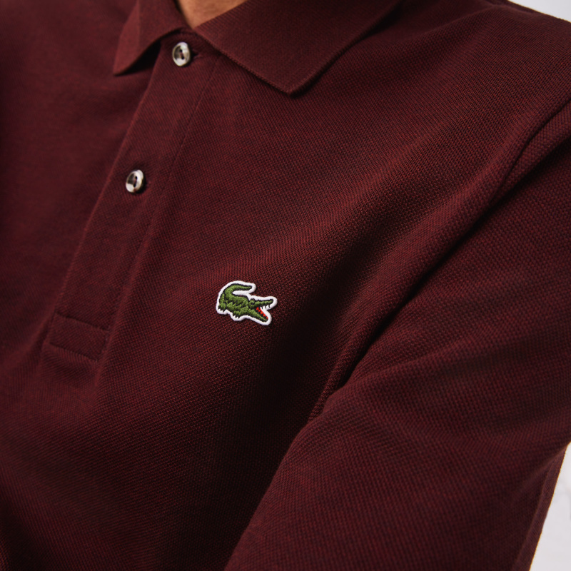 Мужское поло Lacoste L.12.21 классического кроя с длинным рукавом