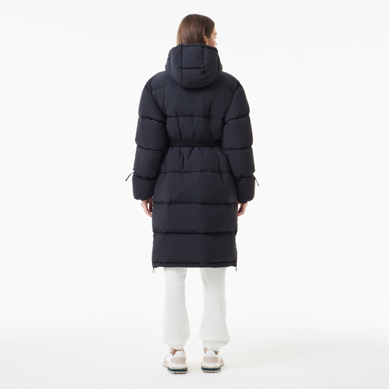 Женский длинный пуховик Lacoste с поясом