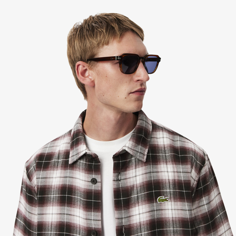 Мужская утеплённая клетчатая рубашка Lacoste в клетку