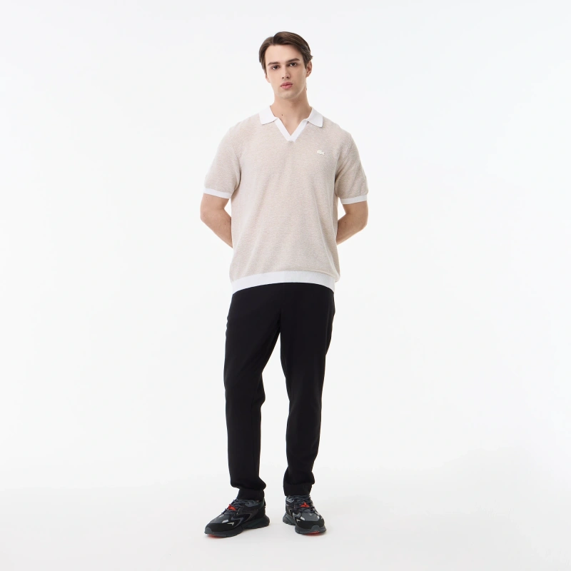 Мужское трикотажное поло Lacoste из смеси органического хлопка и льна