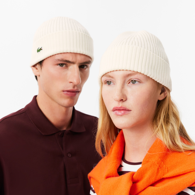 Шерстяная шапка Lacoste Unisex в рубчик
