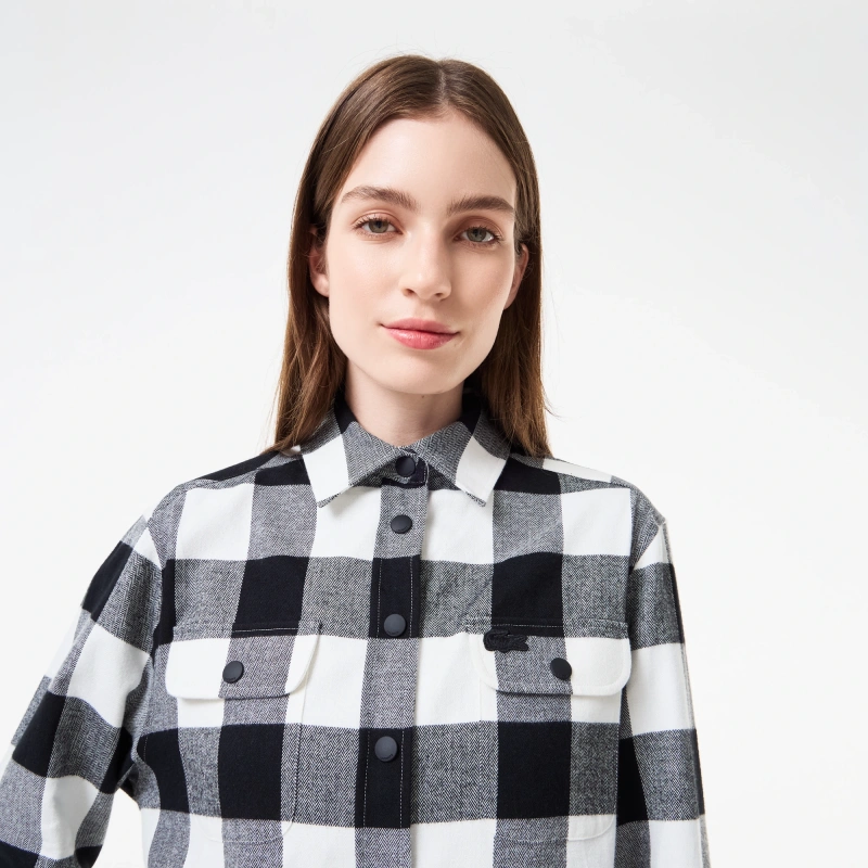 Женская хлопковая рубашка Lacoste в клетку