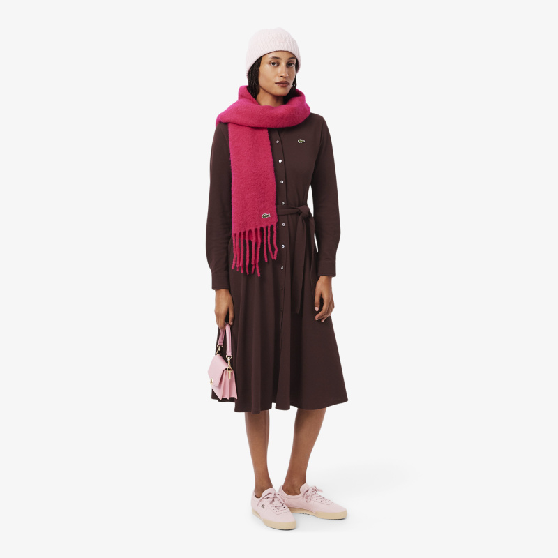 Длинное платье-поло Lacoste с длинным рукавом