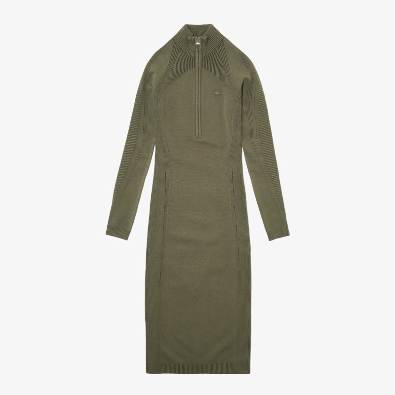 Женское облегающее длинное платье Lacoste на молнии с длинным рукавом